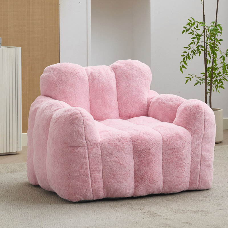 Adult Bean Bag In Pink Lotus Type Compression, Pull Ring For Convenient Mobility, No Installation, And Hygienic Fabric, Non - Slip Base, High Density Memory Foam Compression Leisure Chair, With Easy