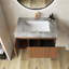 Meuble-lavabo mural pré-assemblé en contreplaqué avec lavabo, tiroir et porte-881137714