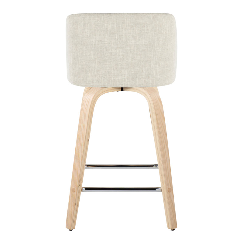 Tabouret de comptoir pivotant 24,25 po Archaimbaud, Neutre / chrome, Tissu crème, 24.25"