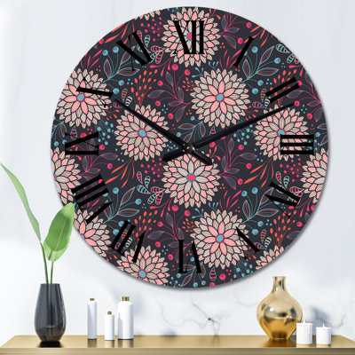 Rose fleurs abstraites - horloge murale à motifs