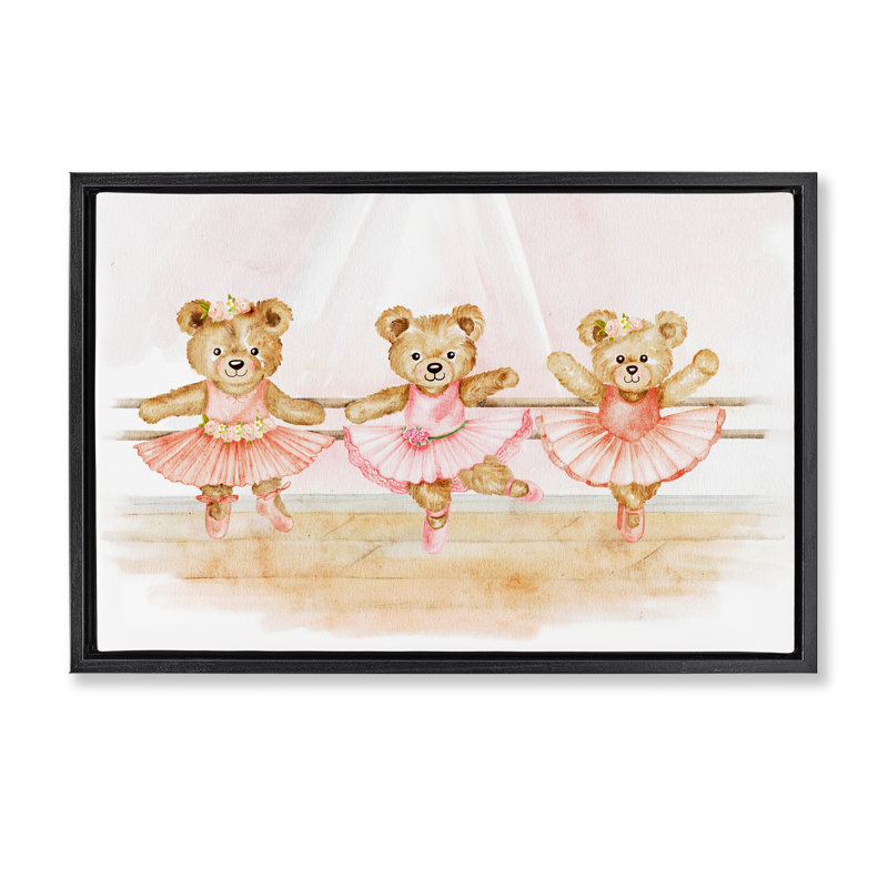 Cadre flottant Ballet Teddies Triplet, design par Amy Hall, Cadre flottant noir de jais, H 17 po x l 25 po