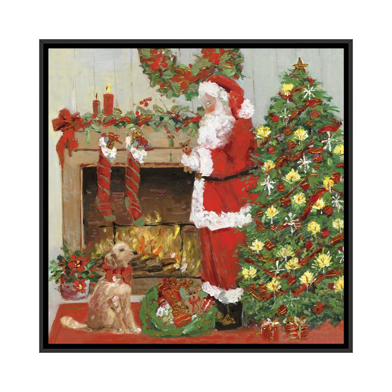 «Santa's Helper», reproduction d'art sur toile encadrée, H 26 po x l 26 po, Noir, Reproduction encadrée sans passe-partout