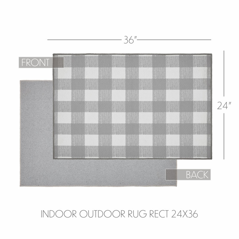  Annie Buffalo Check Gingham Machine Woven Flatweave Polyester Indoor / Outdoor Area Rug in White/Gray, Rectangle 2' x 3'