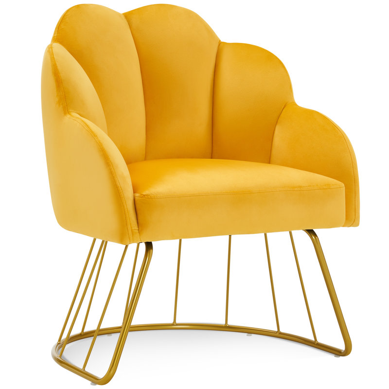 Accent Chair for Home and Spa, Orange Cotton Blend