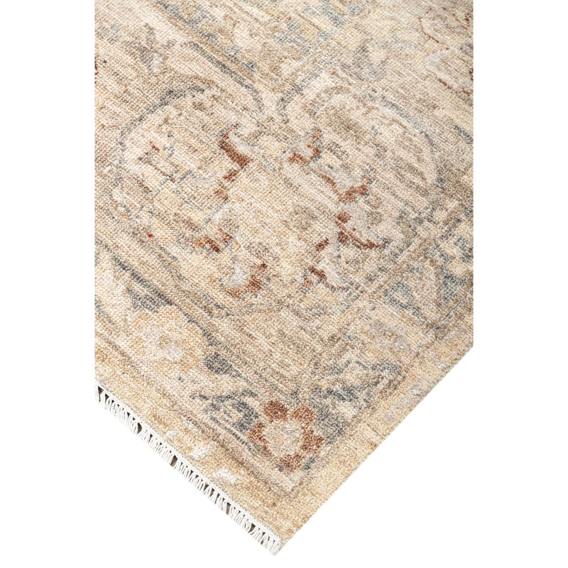 Hand Knotted Abstract Area Rug in Beige/Gray/Brown, Rectangle 5' x 8'