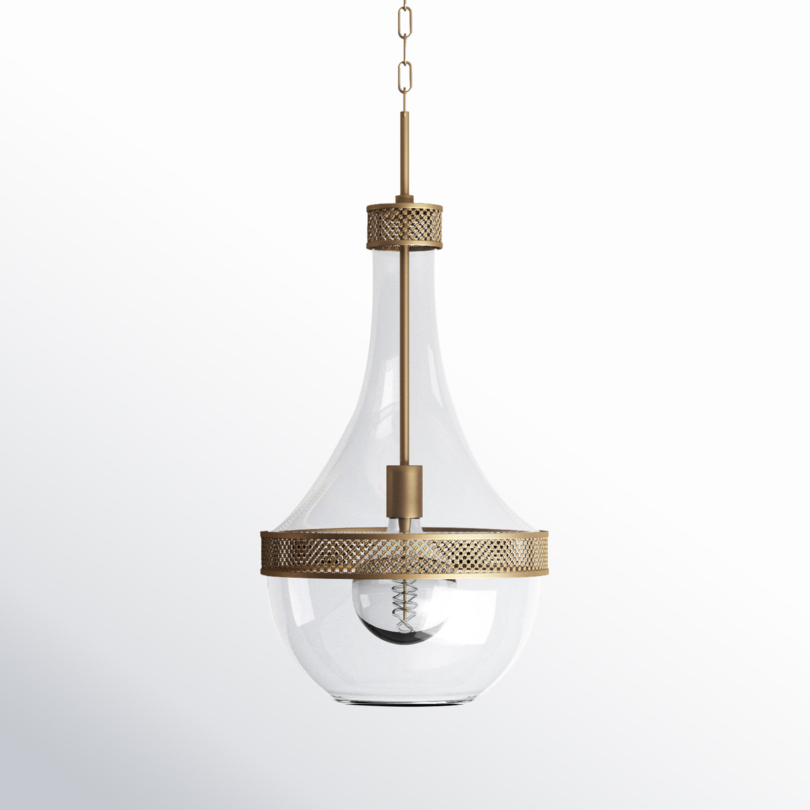 Twain Single Light Pendant, Aged Brass, 32" H x 17.5" W x 17.5" D
