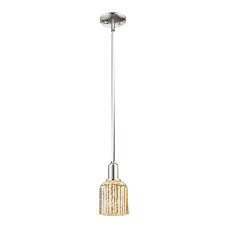 Downtown Urban - Voile de mariée - Mini-luminaire suspendu 1 tige, H 9,63 po x l 5 po x P 5 po, Mercure, Nickel poli