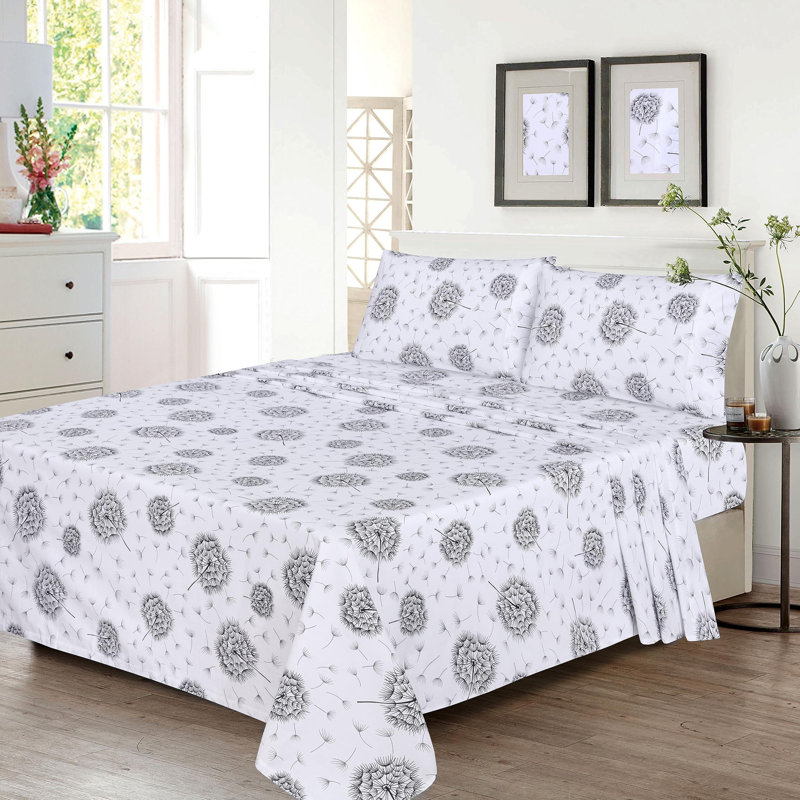 100% Cotton Sheets Sets Soft Crispy Percale Cooling Sheets 16 Inch Deep Pocket Bed Sheets, Dandelion
