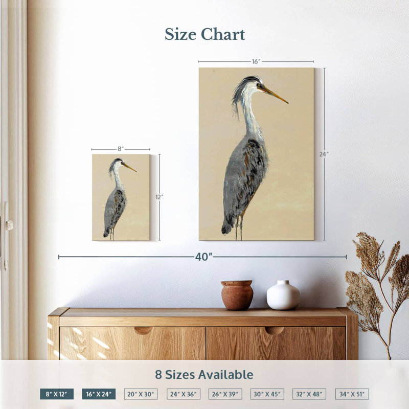 Brampt Heron On Tan I, 12" H x 8" W