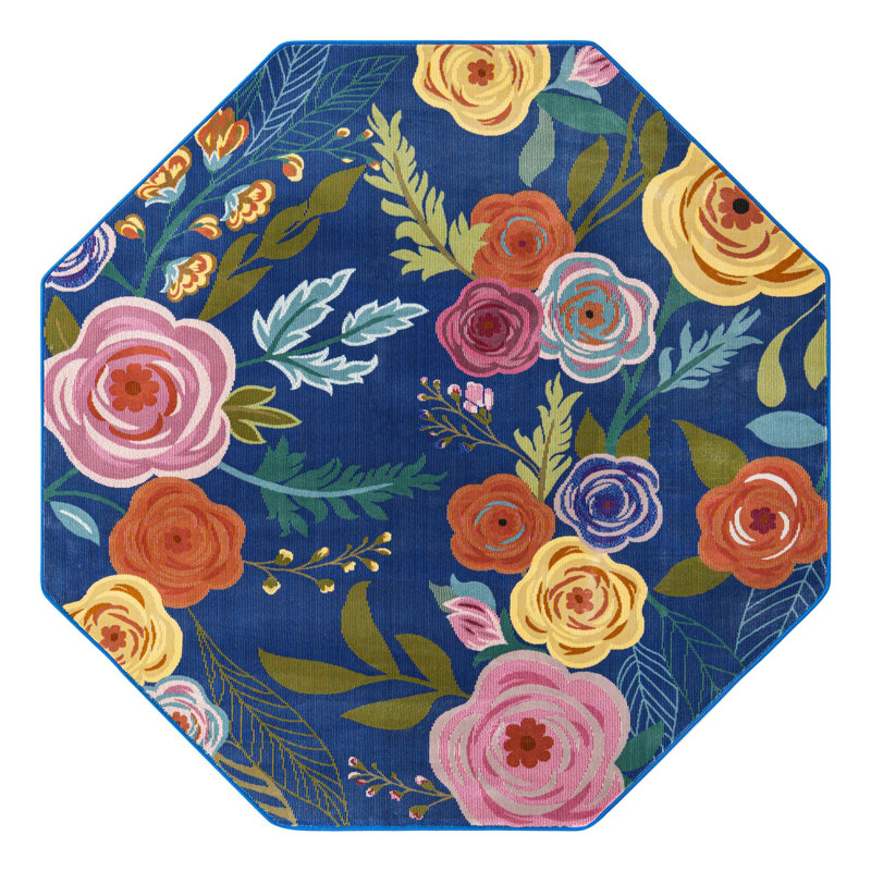 Clydie Floral Indoor Rug, Octagon 6' x 6'