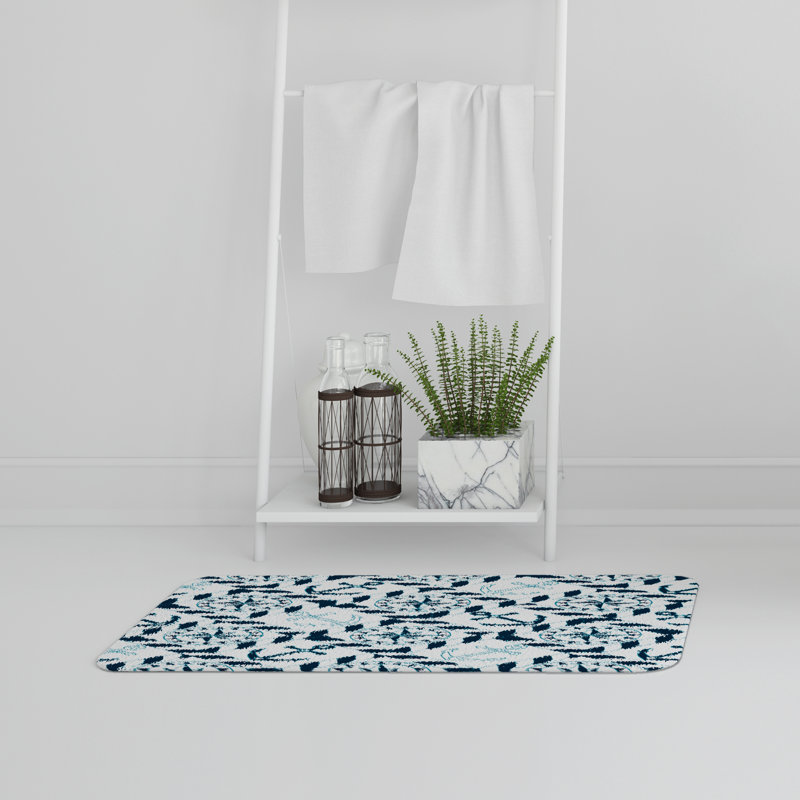 Aivry Memory Foam Non-Slip Bath Rug, Navy Anchor