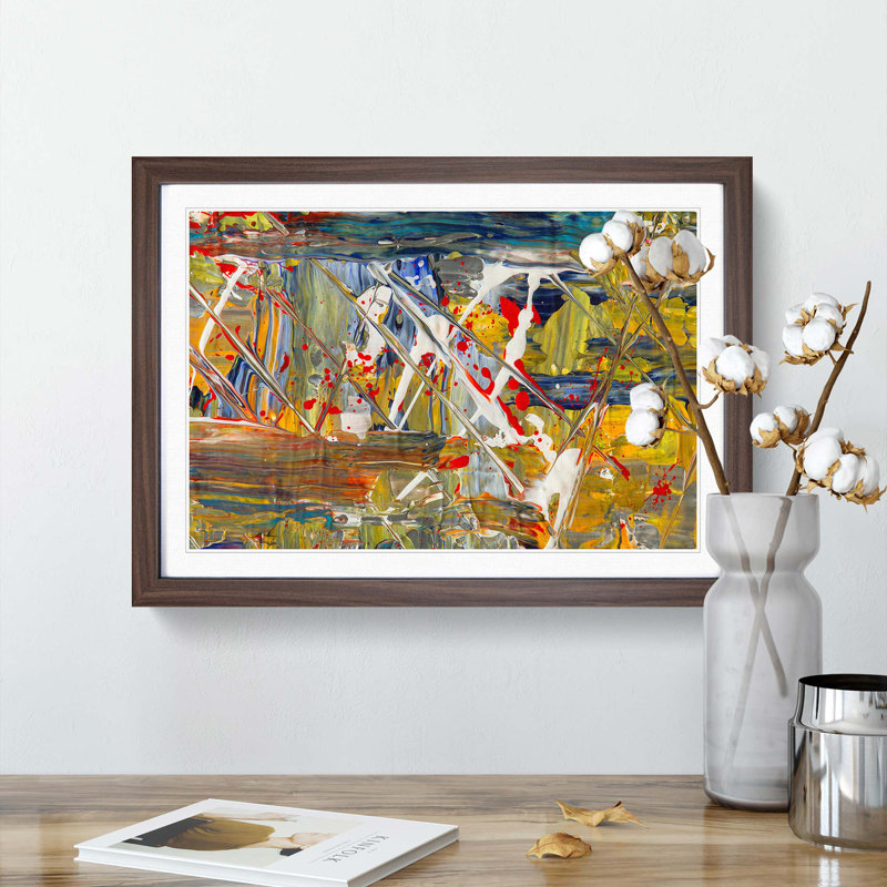Abstract Art Painting Vol.428 by S.Johnson - Picture Frame Painting Print, Walnut Framed, 27cm H x 36cm W x 2cm D
