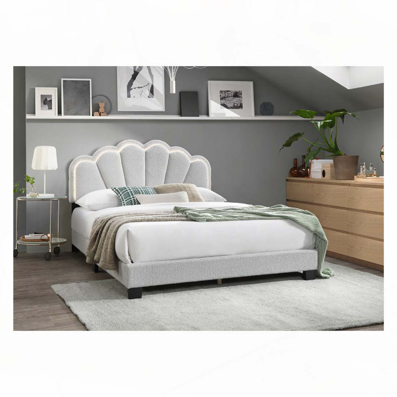 Lit plateforme avec lumières DEL intégrées, Double, White
