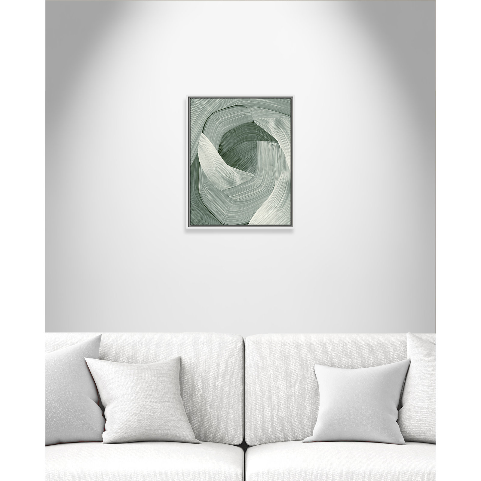 Enriched Emerald - Floater Frame Graphic Art Print on Canvas, White , 21.5" H x 17.5" W
