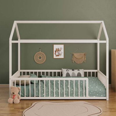 Structure de lit en métal avec clôture Montessori