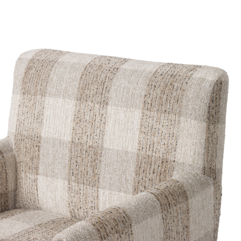 Ledger Upholstered Arm Chair, Brown Polyurethane