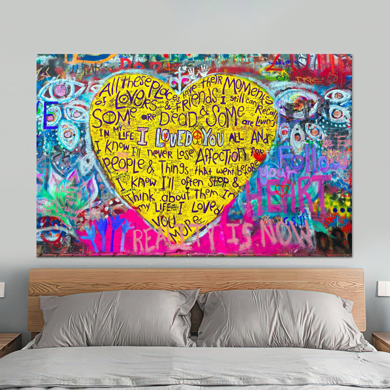 Toile imprimée: Banksy Love Graffiti Art Wall Decor, toile tendue 1P, 43,3 po H x 78,7 po l