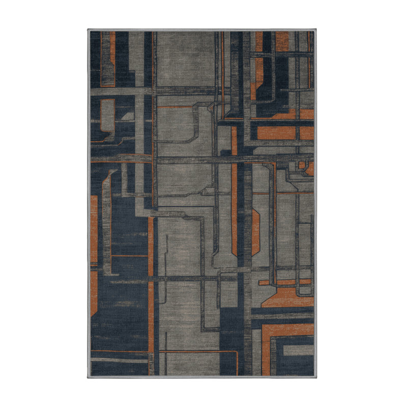 Tapis turc gris lavable à la machine, Rectangulaire 3 pi x 5 pi