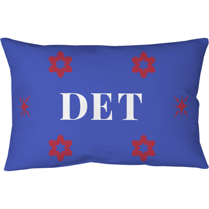 Coussin d'extérieur 20 po x 14 po Detroit, Blanc / Bleu