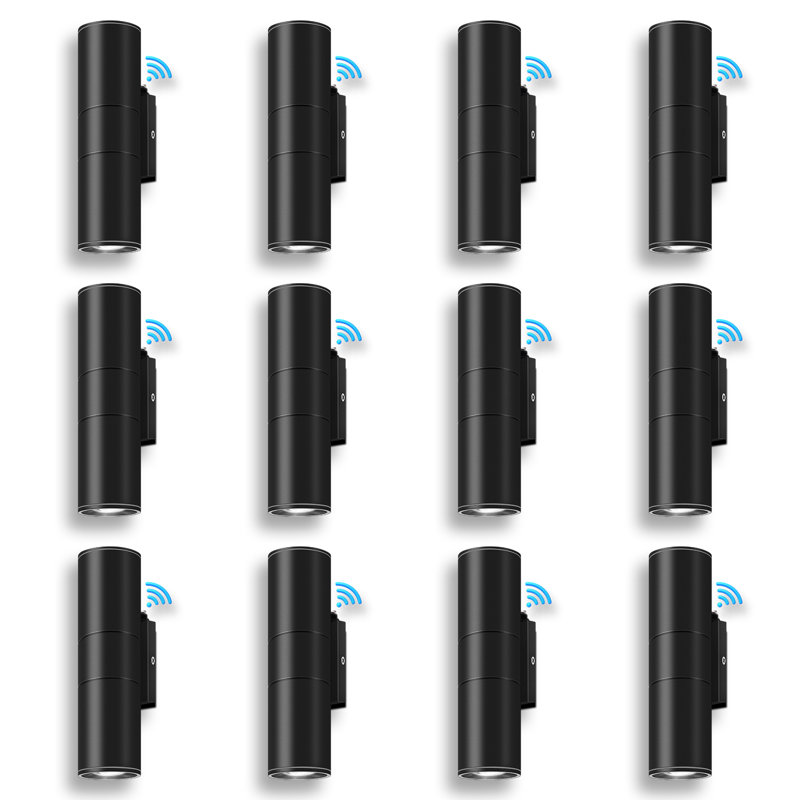 Outdoor Dusk-To-Dawn Sensor Wall Lights - 12-Pack IP65 Waterproof Aluminum Design, Matte Black