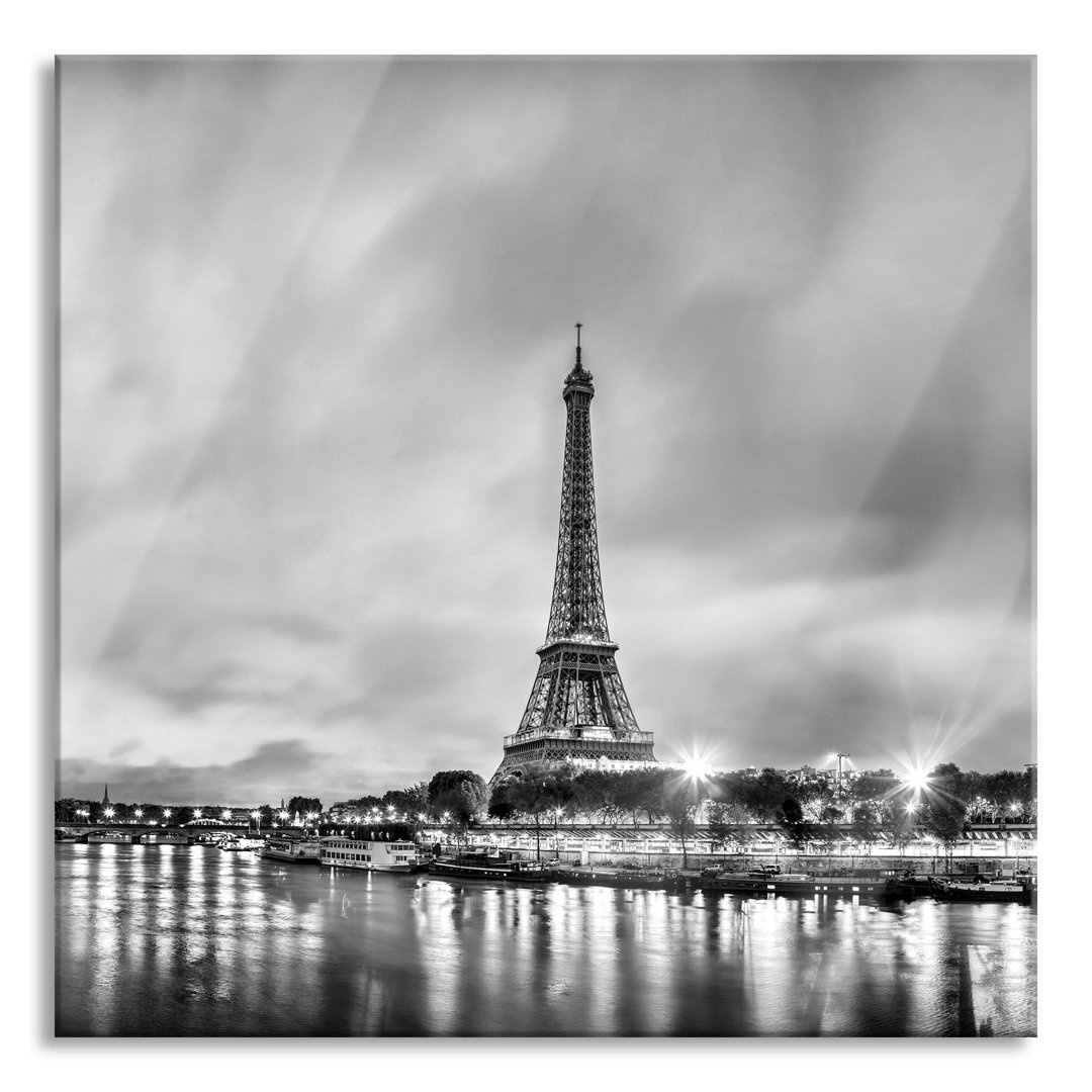 Glasbild Eiffelturm in Paris bei Nacht