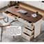 Bureau de luxe en bois massif clair avec base en acier inoxydable-200695309