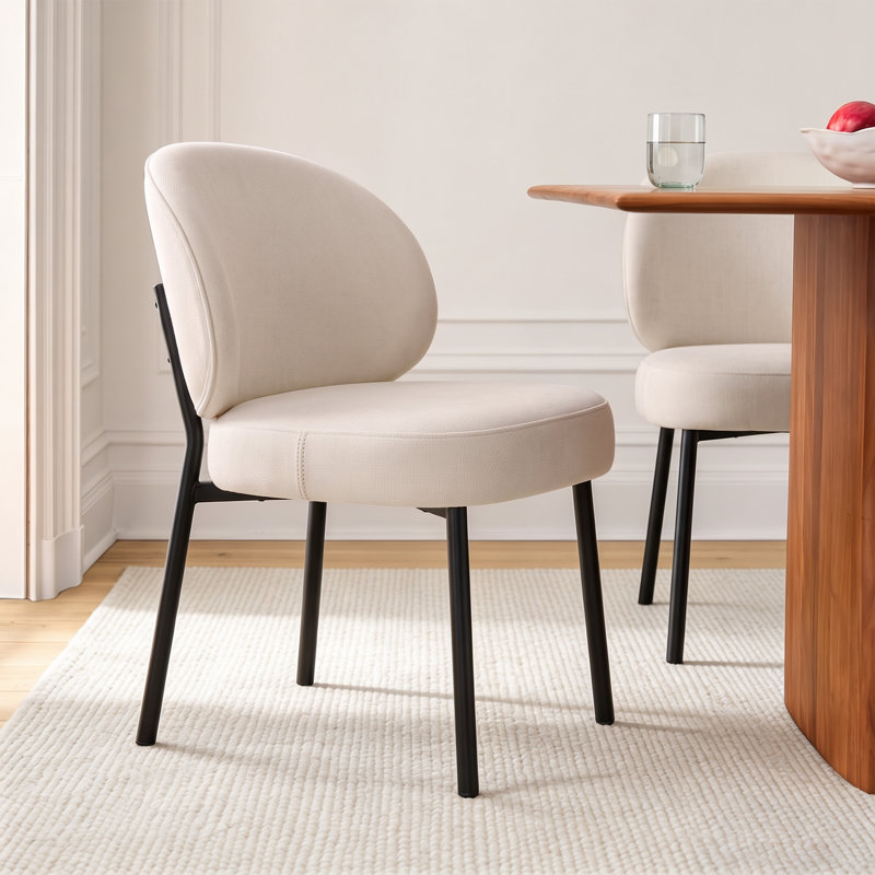 Chaise de salle à manger rembourrée avec siège rembourré épais (ensemble de 2), Beige