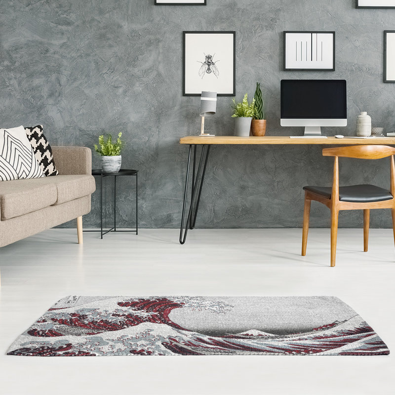Tapis zone grise superbe wave, Rectangle 2 pi x 3 pi