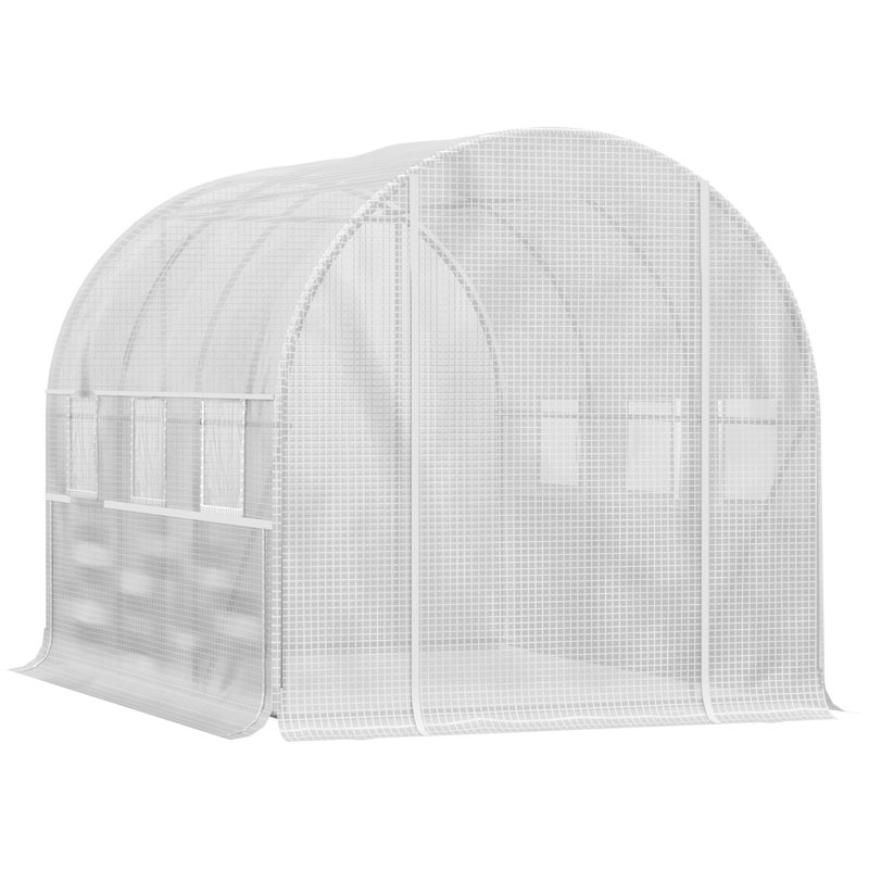 Outsunny Walk-In Tunnel Greenhouse With Zippered Mesh Door And 8 Mesh Windows, White, 78.8" H x 116.3" W x 78.8" D