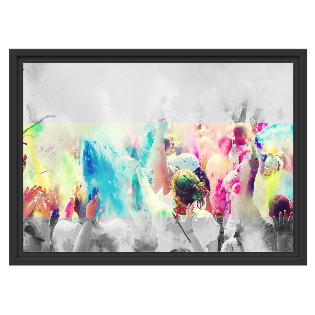 Gerahmtes Wandbild Holi Farben Festival