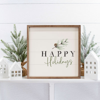 Joyeuses Fêtes, branche de pin, blanc
