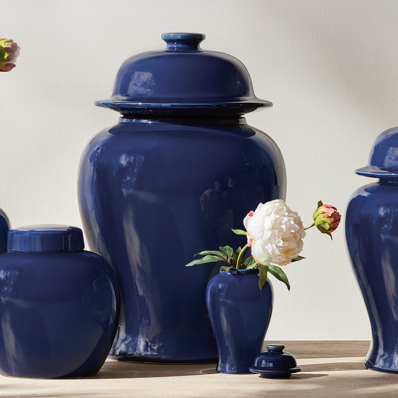 Ricki Ceramic Ginger Jar, Dark Blue, 21"