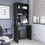 Bureau d'ordinateur avec huche, tablette inférieure, quatre tablettes, noir