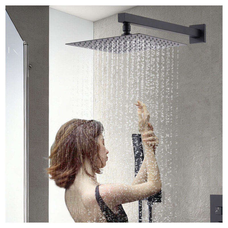 10-Inch Ceiling Mount Rainfall Shower System with Handheld Sprayer - All-Metal Matte Black Rain Shower Head for Bathroom Spa Experience