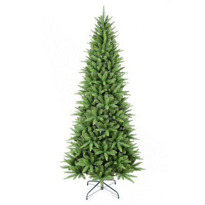Arbre de Noël à charnière mince avec branches en PE + PVC et support en métal stable