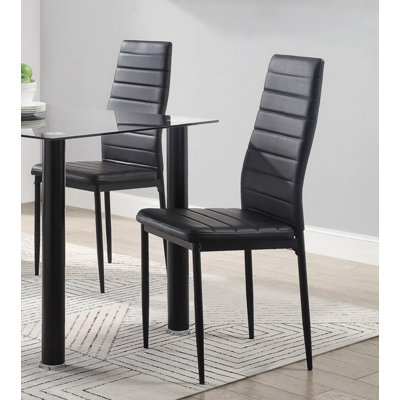 Modern Style Metal Finish Side Chairs 2Pc Set Faux Leather Upholstery Contemporary Dining Room Furniture -  Wenty, WFYUKI99822A