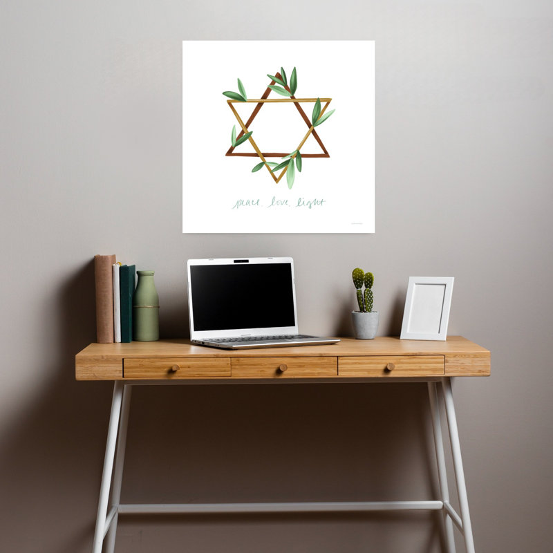Feuille, étoile, art contemporain abstrait, H 18 po x l 18 po