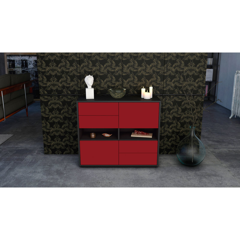 Prosper 92cm Sideboard, Anthracite/Red