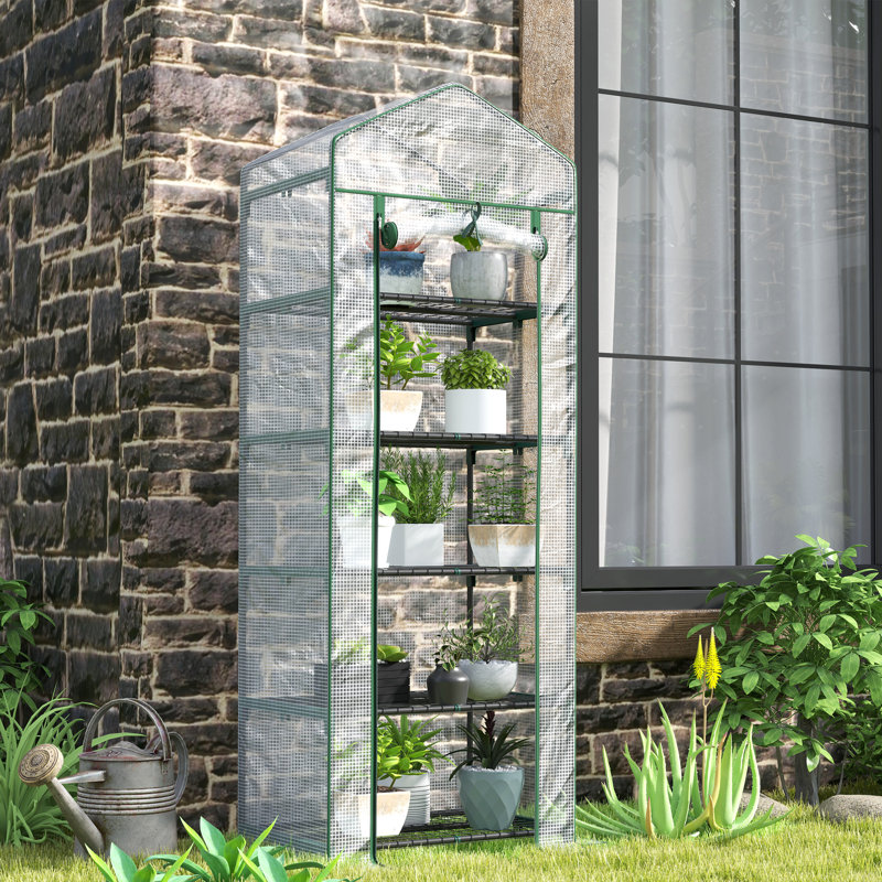 Renna Five Tier Mini Greenhouse With Steel Frame And Zipped Door