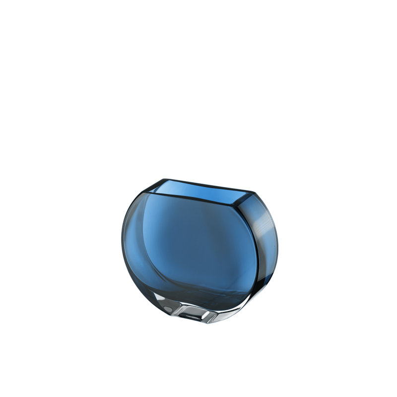 Verre - Vase - Bleu - Rond - 7,25 po de long - Saphir bleu sarcelle Magnifique couleur - Durable - Fabriqué en Europe - par Barski