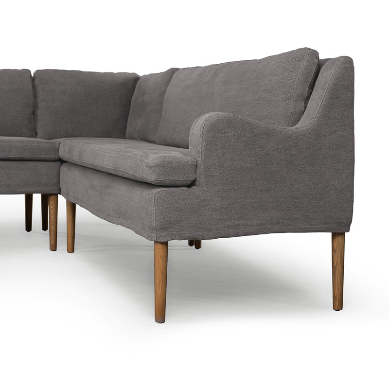 Aurelia Modular 3-Piece Slipcover Sectional, Broadway Coffee Linen, Right Hand Facing, 34.5" H x 99" W x 76" D