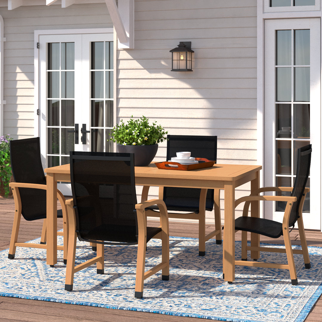 Anautica Beach 5 Piece Teak Finish Outdoor Furniture Dining Set Lark Manor™
