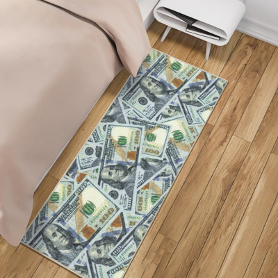 Tapis de chambre à coucher en caoutchouc antidérapant lavable à la machine à billets de 100 dollars, tapis de couloir et tapis d'entrée