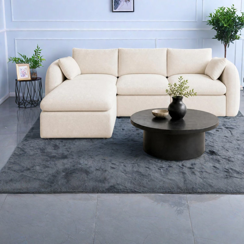 Canapé modulaire en L en chenille de 108 po à compression pour la maison