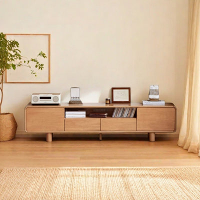 Log style simple solid wood TV cabinet