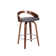 Maxime Swivel Counter or Bar Height Bar Stool with Open Low Back in Faux Leather and Wood