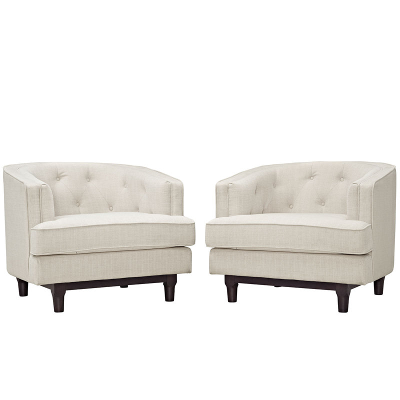 Modway Strick & Bolton Allington Button-tufted Armchair, Beige Polyester Blend