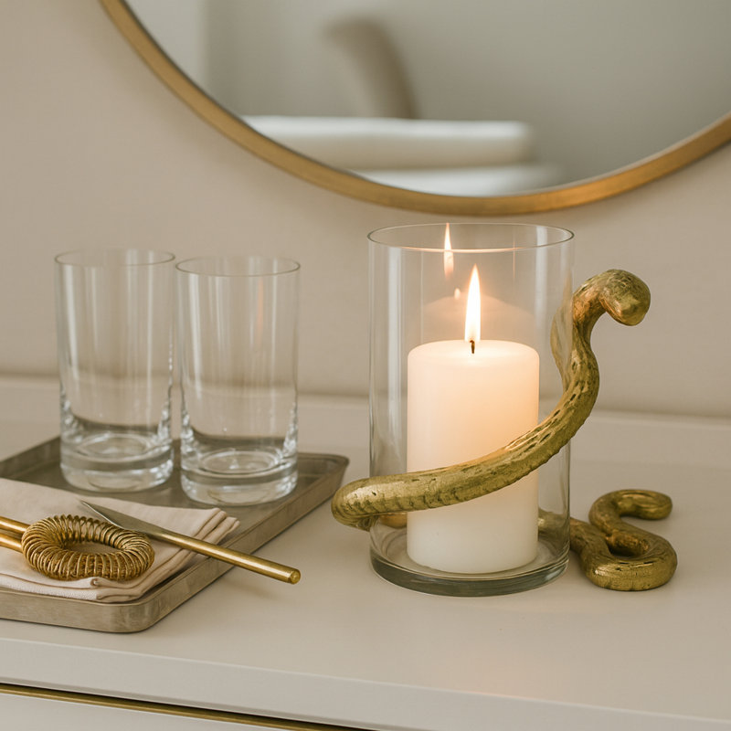 Porte-bougie moderne en métal Snakearound