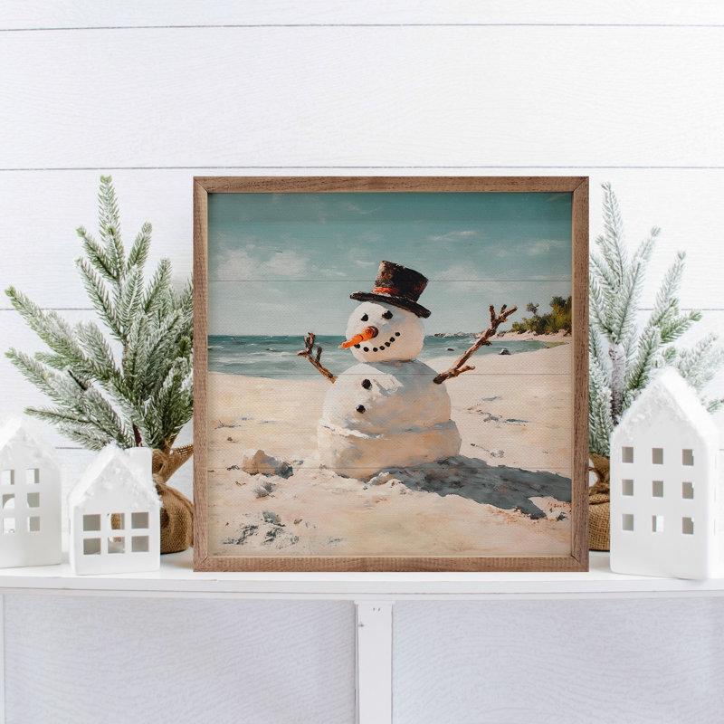 " Beach Snowman ", 8" H x 8" W