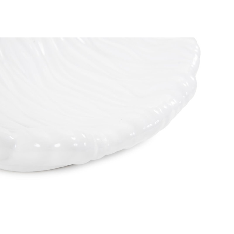 Plateau ondulé en céramique blanc brillant Pentwortham